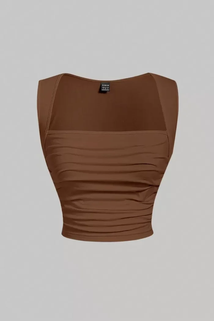 SHEIN MOD Solid Ruched Side Tank Top