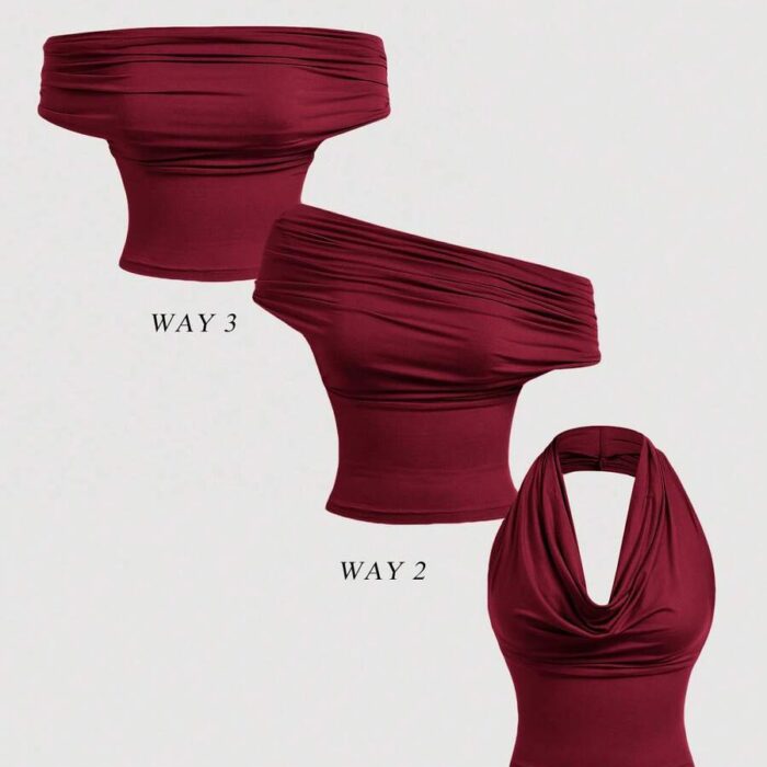 SHEIN MOD Women's Solid Color Draped Neck Versatile Fashion Tank Top