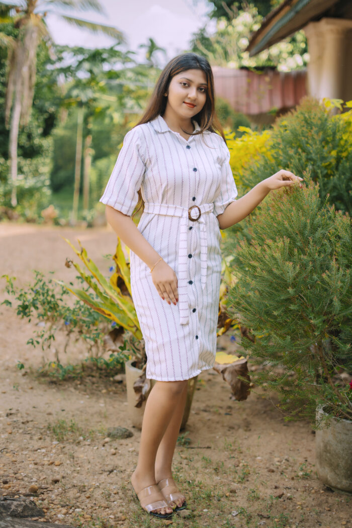 Royal Zara | Pure Cotton Stripe Belt Dress